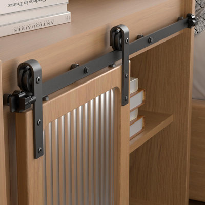 Mini-armoire de porte de grange coulissante 4 pi avec système de rail de 48 po pour système de rail de base simple pour panneau de porte simple de 24 po