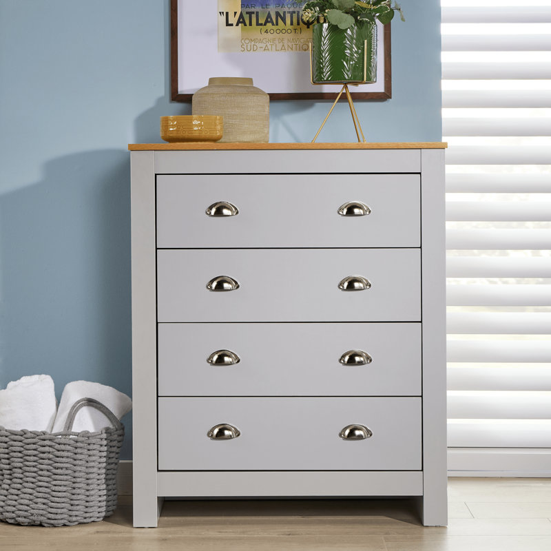 Anani 4 Drawer Wide Chest of Drawers, Grey