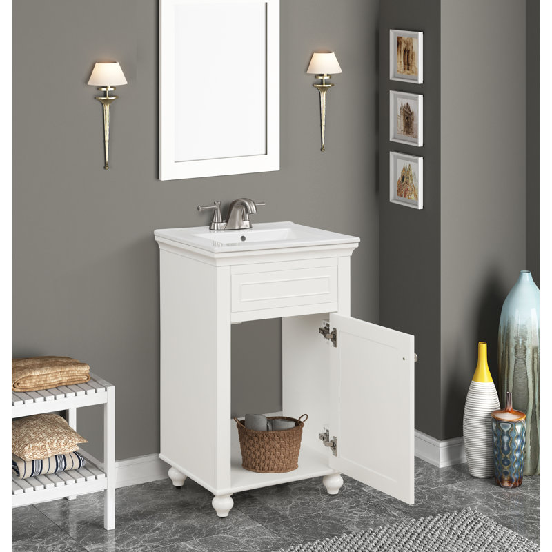 Mini meuble-lavabo simple 20 "avec comptoir en porcelaine et lavabo, bois massif, pré-assemblé