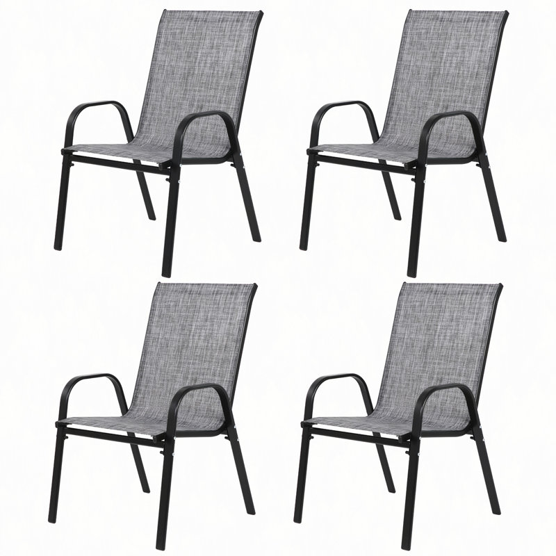 8 chaises de patio, chaises de camping d'extérieur en tissu respirant Textilene, ensemble de 2 chaises de jardin avec accoudoirs à dossier haut pour patio de jardin