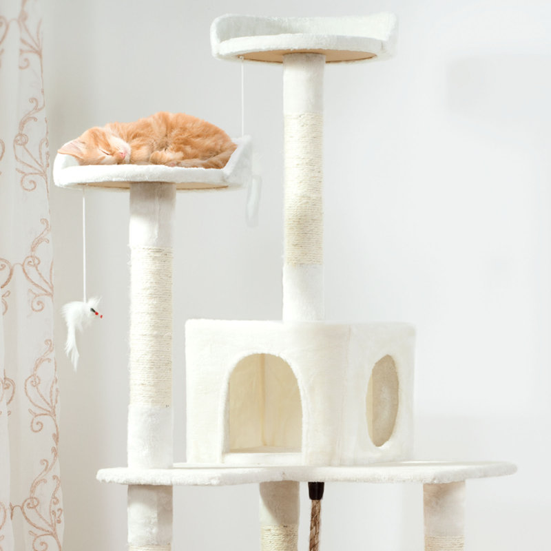 PETMAKER 6FT Cat Tree with Scratch Posts, Ivory, Ivory, 71.5" H x 23.5" W x 19.25" D