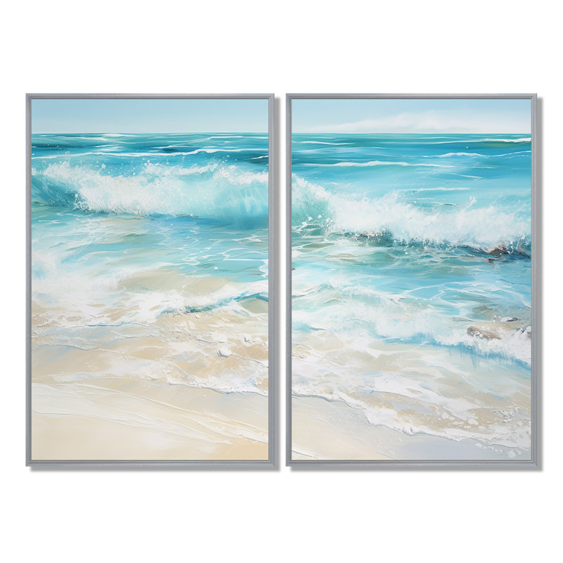 «Ocean Charm», art mural côtier, 36" H x 48" W, Impression encadrée flottante, Silver