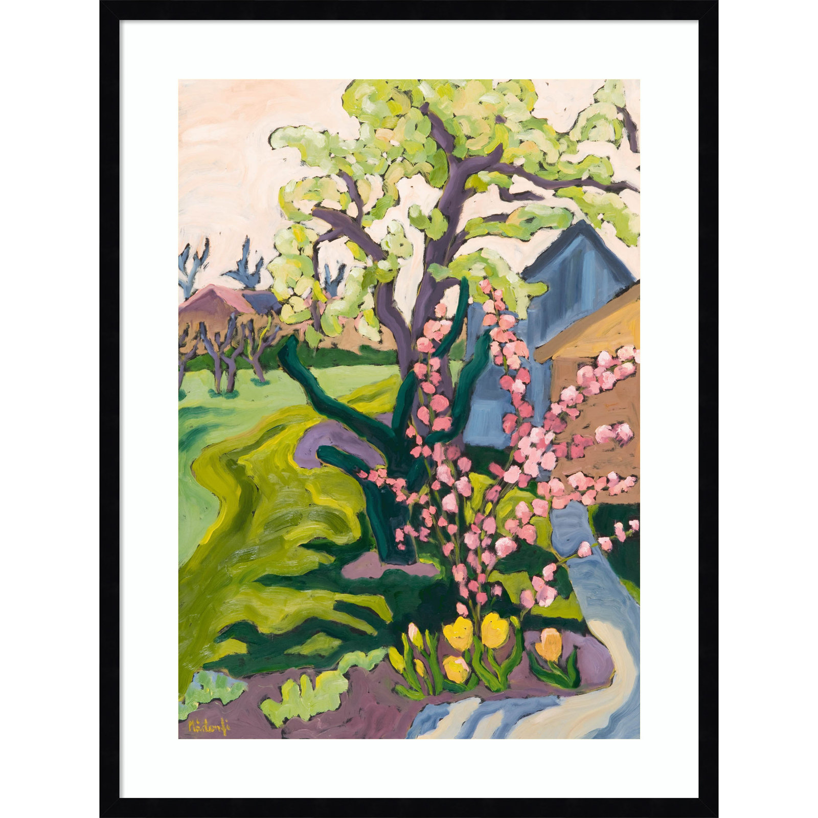 Fayra Garden In Dusk Light Framed On Paper by Fayra Print, Black, 33" H x 25" W x 1" D