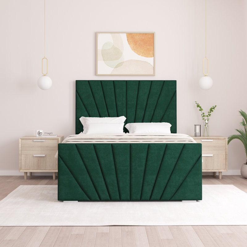Aayanah Upholstered Bed, Super King (6'), Emerald