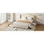 Lit plateforme tapissier avec tête de lit à oreilles, un lit gigogne simple et 2 tiroirs, aucun sommier nécessaire, tissu en lin-1263311539