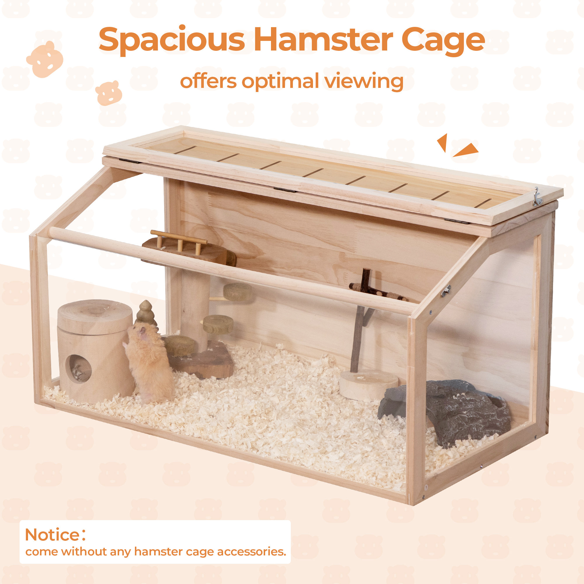Cage Hamster En Bois, Cage Pour Hamster, Toit Réversible, 5 Plateformes Rampe Rangement Inferieur Panneau Acrylique Porte Verrouillable 60x40x80cm 97076418