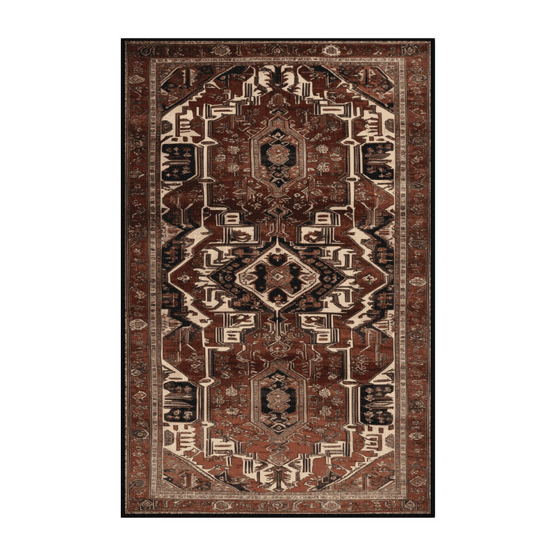 Tapis persan noir lavable à la machine, Rectangulaire 2 pi x 3 pi