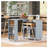 Grey-Blue Rolling Kitchen Island with Extended Dining Table, Mobile Kitchen Cart with Power Outlets, LED Lights & Fluted Glass Doors-1834650155