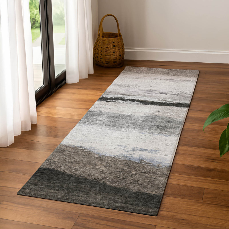 Premium Machine Washable Mayfield Striped Rug, 2'3" x 7'6" Runner, Taupe