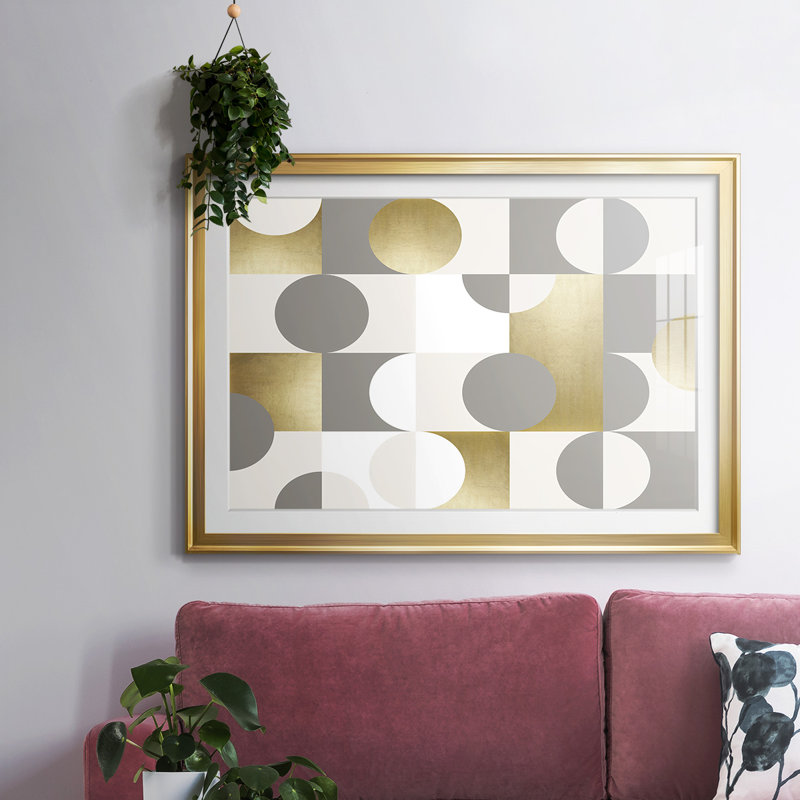 Modern Gold Reflections-FramedFramed Print W Beveled Matt and Glass, H 15 po x l 21 po x P 1,5 po, Or