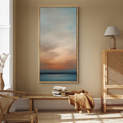 Cloud Sky Framed Canvas Wall Art - Beach Landscape Print for Modern Wall Decor