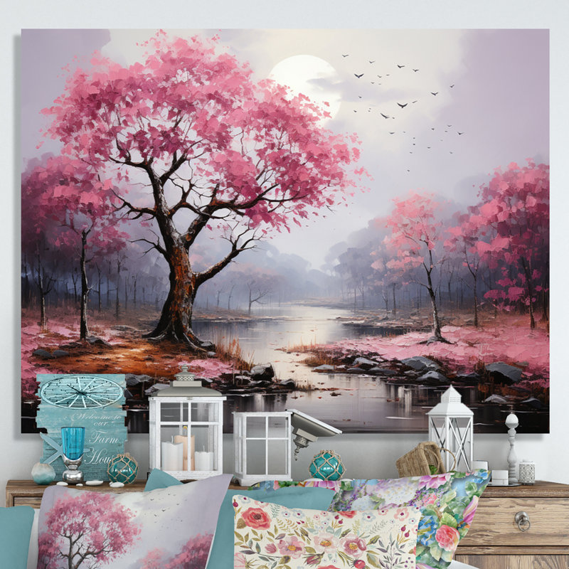 Bethy Pink Forest Eernal Resilience Pointillism - impression, H 12 po x l 20 po x P 1 po, Toile tendue