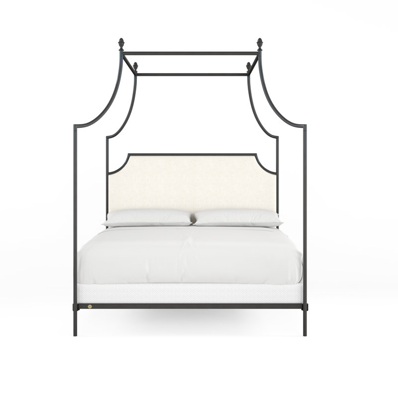 337 Flying Arch Canopy Bed | Complete Canopy, King, Gloss Black/White
