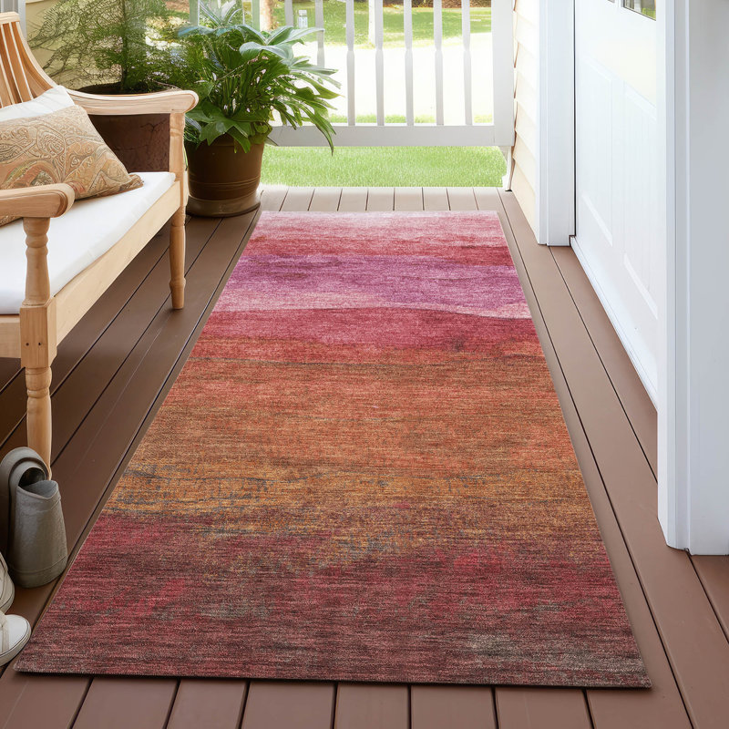 Machine Washable Indoor/Outdoor Cinead ACN1699 Blush Rug, Runner 2'3" x 7'6"