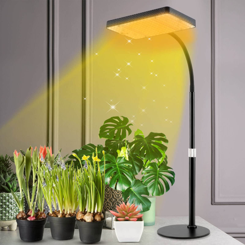 Adjustable Black LED Grow Light for Indoor Plants with Stable Base