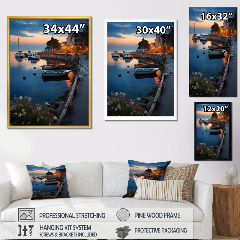 Port Harbor Serenade I - impression, Cadre photo blanc, H 40 po x l 30 po x P 1,5 po