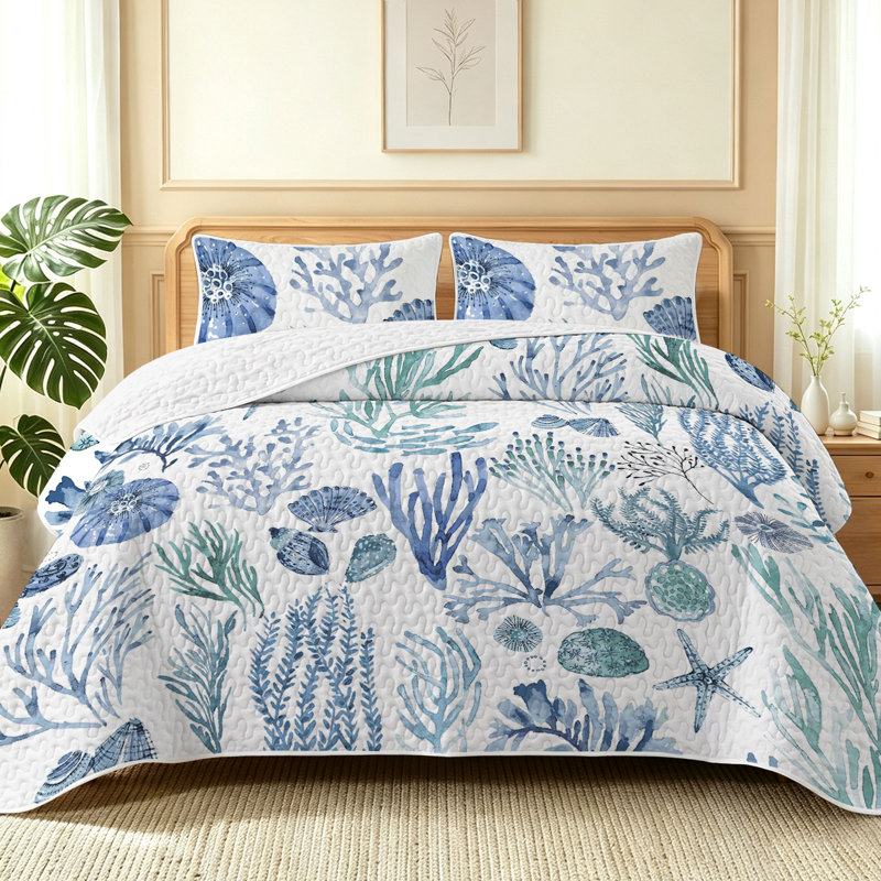 Bedspread Set, Full/Queen Bedspread + 2 Standard Pillowcases