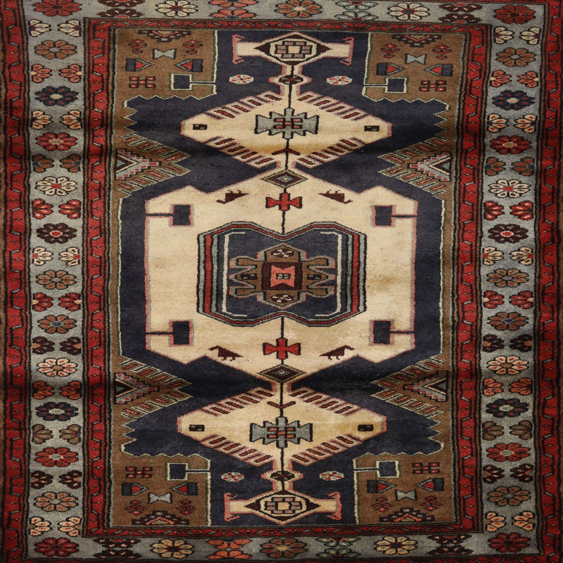 Tapis brun et beige de style Sud-Ouest, Carré 7 pi