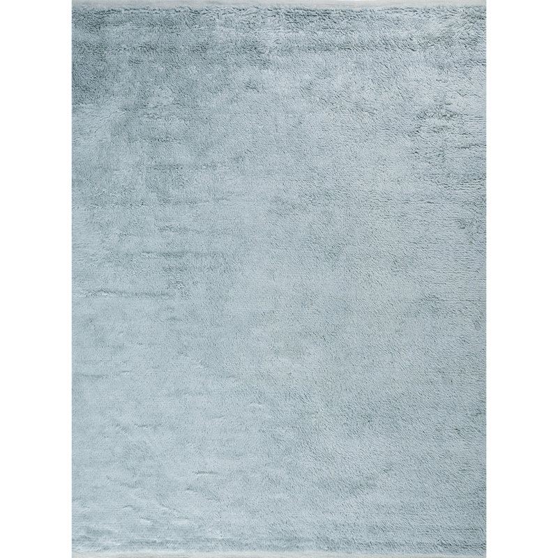 Tapis bleu clair de haute qualité noué à la main, Rectangle 9 pi x 12 pi