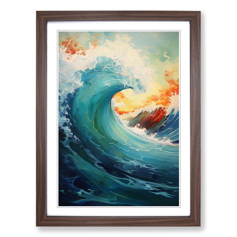 Wave Modern Conceptual Art - Framed Print, Walnut Framed, 46cm H x 34cm W