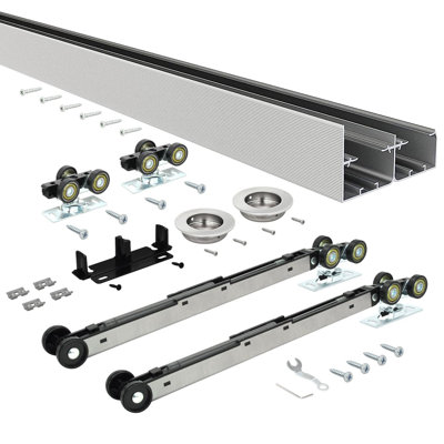 Aluminum Single Door Barn Door Hardware Kit Double Bypass
