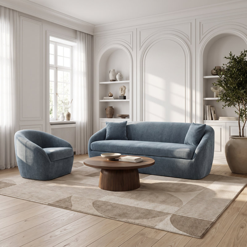 Fauteuil demi-tonneau Stargazer, Chenille bleue performance