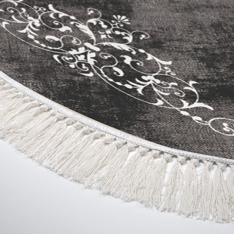 Tapis brun / gris en polyester tissé à plat Maryell, Ovale 5 pi 3 po x 7 pi 7 po