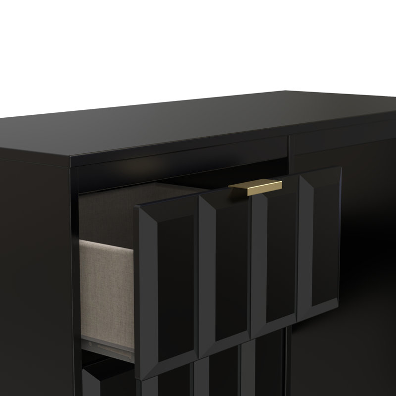 Besian 3 Drawer Vanity (Ready Assembled), Deep Black/Black