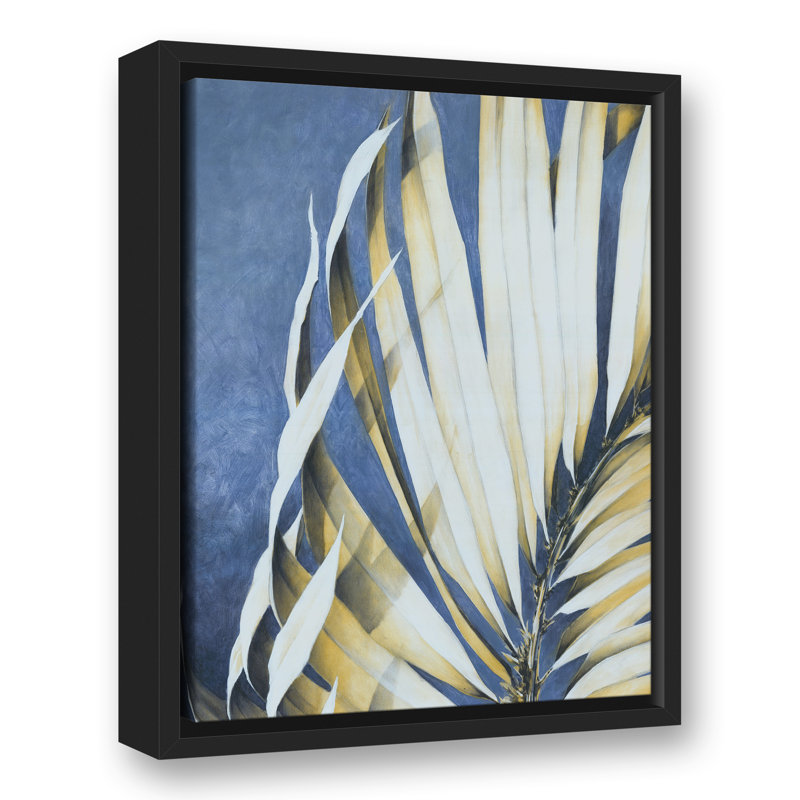 Feuilles de palmier sur fond bleu, H 17,75 po x l 13,75 po