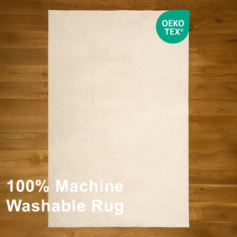 Somos Modern Machine Washable Area Rug, Cream, Rectangle 10' x 14'