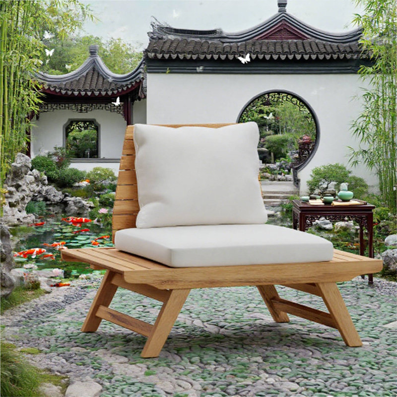 Fauteuil club d'extérieur avec coussin - Fauteuil de jardin confortable, Beige