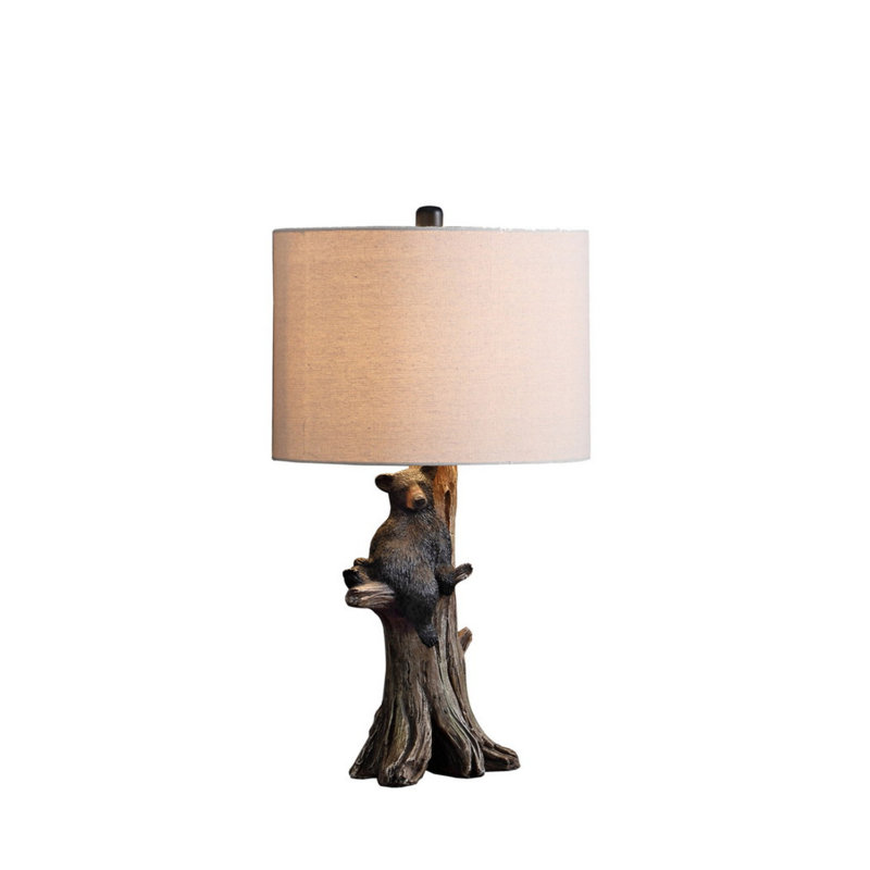 Black Bear On A Tree Polyresin Table Lamp
