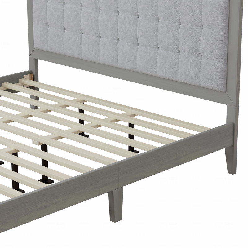 Upholstered Standard Bed, King, Solid Wood