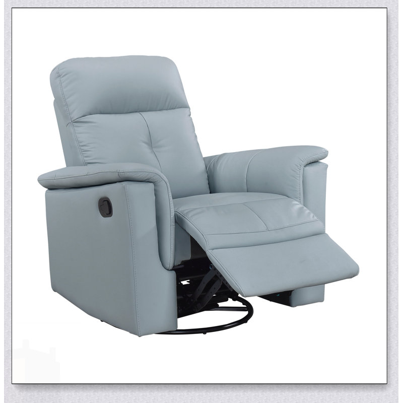 Fauteuil inclinable et pivotant rembourré en cuir bleu pour le luxe et le confort dans les salons modernes, Bleu