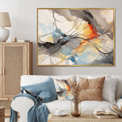 Marbre sérénité coloré gris aquarelle vagues I - formes abstraites grand art mural