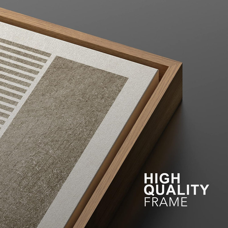 Minimalist Black and Grey Rectangle and Line Abstract Shapes Modern Chic, 24" H x 32" W x 1.5" D, Natural Floater Framed