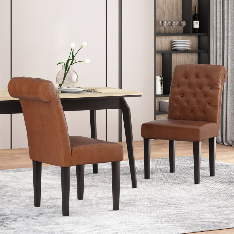 Tufted Parsons Chair, Brown, Set Of 4