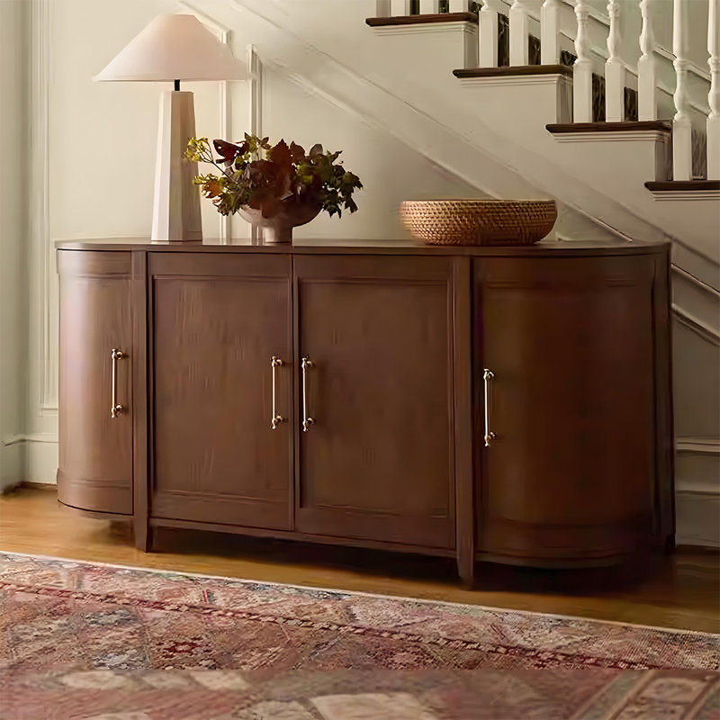 Armoire de rangement en bois massif brun de style américain 70,87 "