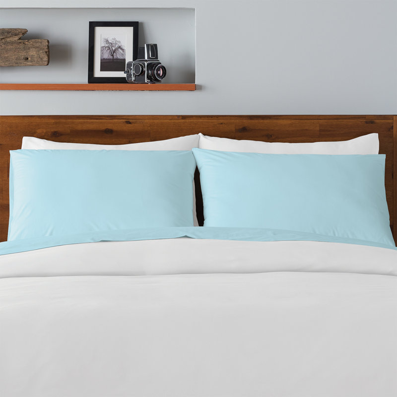 Taie d'oreiller 100% coton percale 300 fils Collection Home, Standard, Aigue-marine
