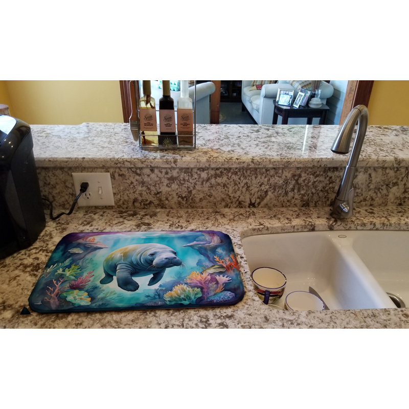 Manatee in a Dreamscape Dish Drying Mat