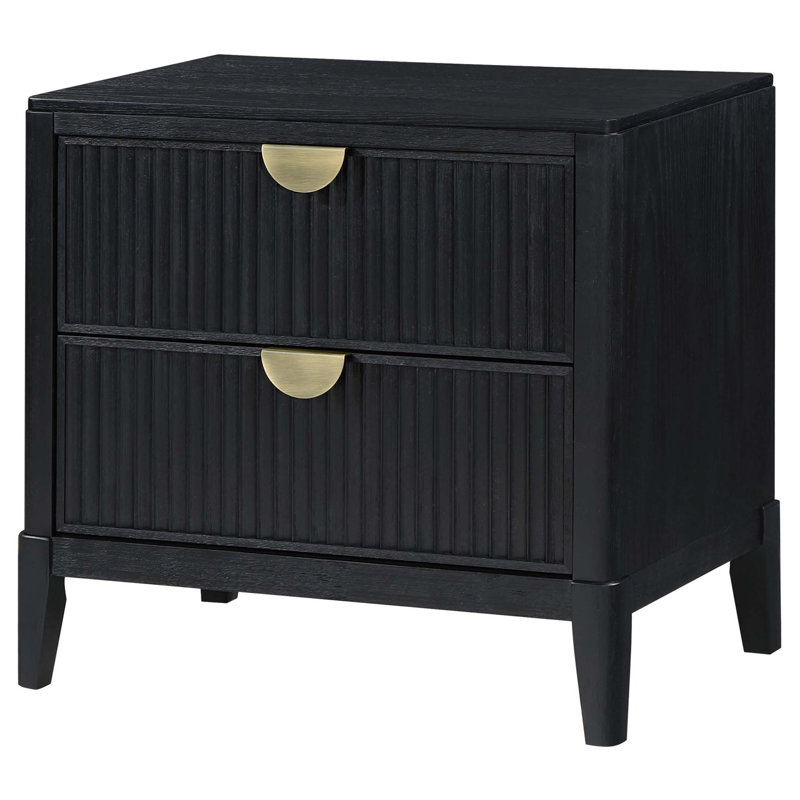 Table de chevet contemporaine à 2 tiroirs avec motif cannelé