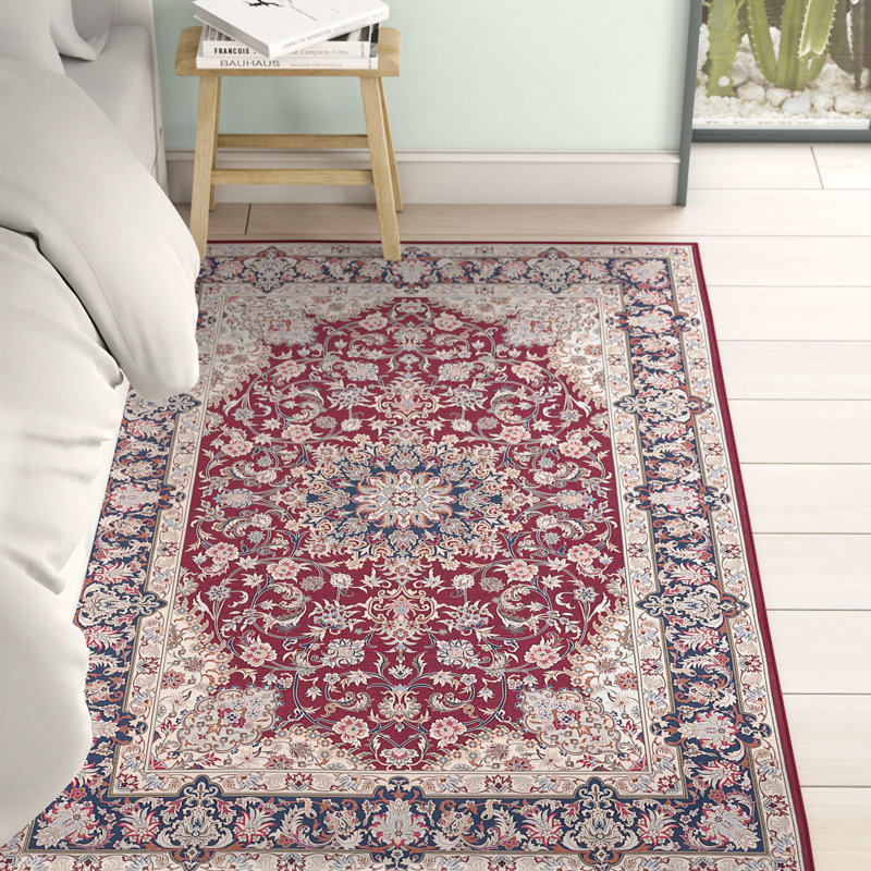 Tapis rouge / bleu marine / crème czarnetzki, Rectangle de 5 pi x 8 pi