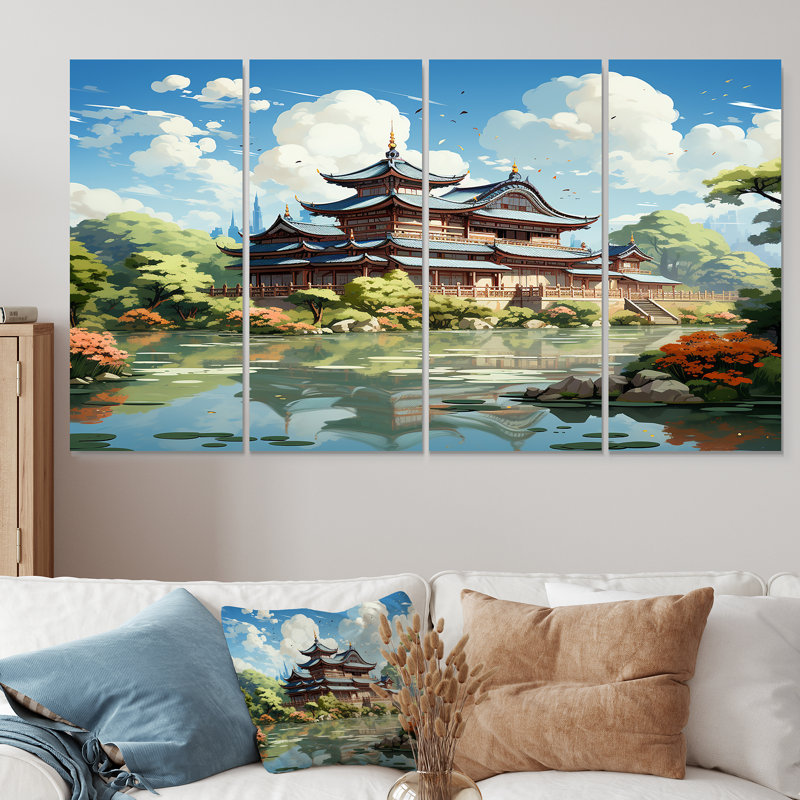Tranquil Japanese Landscape - China, art mural sur toile 4 pièces, H 28 po x l 48 po