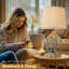 Ensemble de 2 lampes de table de style ferme, lampes de chevet rustiques en bois avec veilleuse, ports de chargement USB et USB-C, ampoules incluses