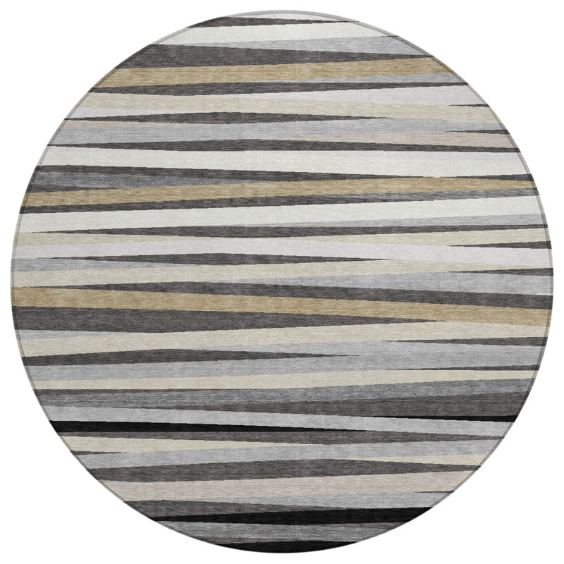 Tapis intérieur lavable rayé rond 8 pi HomeRoots