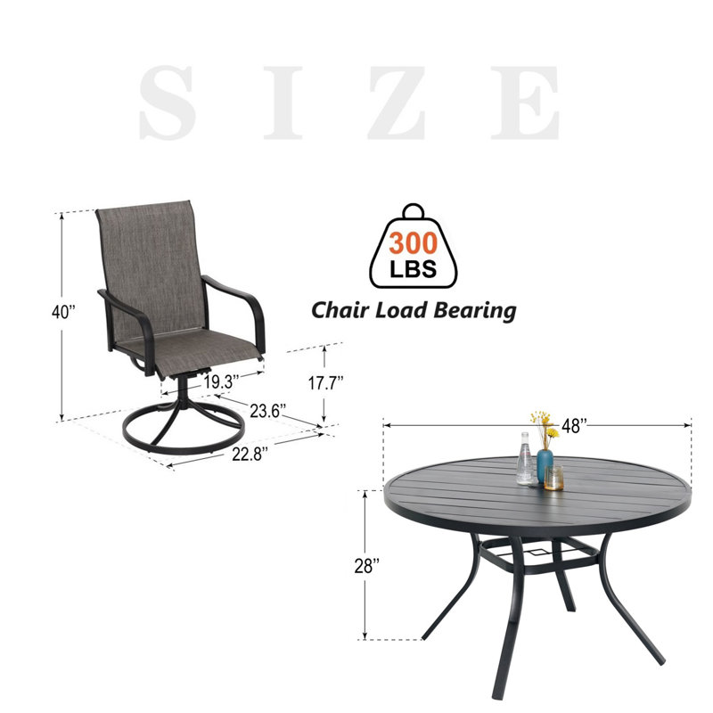 Ensemble de salle à manger pour 4 personnes avec chaises pivotantes, Brun