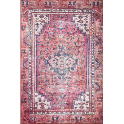 Tapis rouge à motif tissé rétro