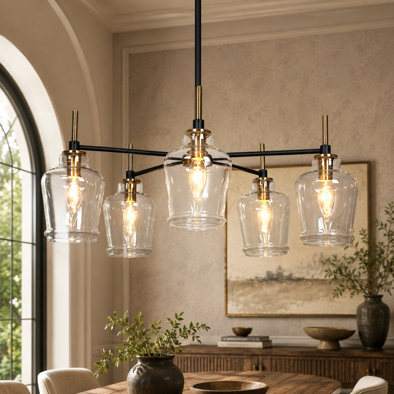 5-Light Wagon Wheel Shaded Chandelier, 5