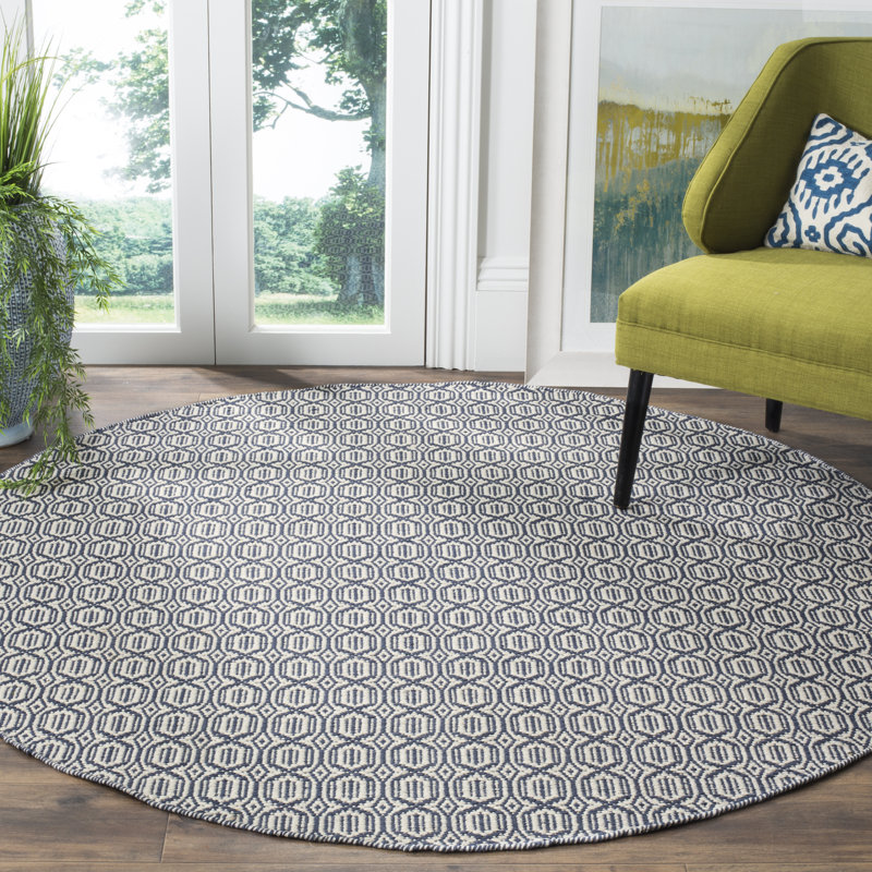 Melaina Hand Woven Cotton Geometric Rug, Round 6'