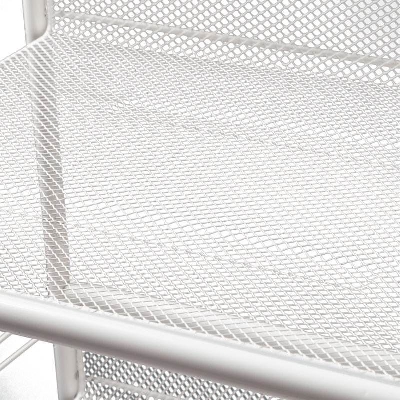 White 3-Tier Steel Wire Rolling Storage Cart with Lockable Casters